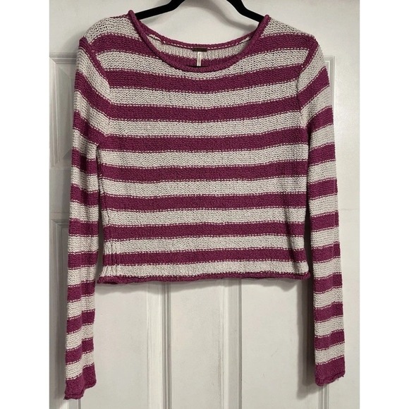 Free People Beach Sweater S Womens Loose Knit Striped Oversized Pink - Picture 1 of 8